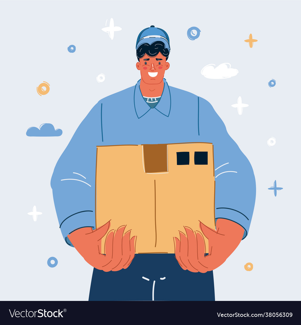 Smiling young delivery man Royalty Free Vector Image