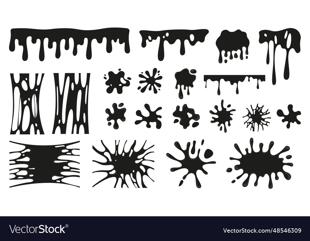 Splashes blobs and slime puddles liquid elements