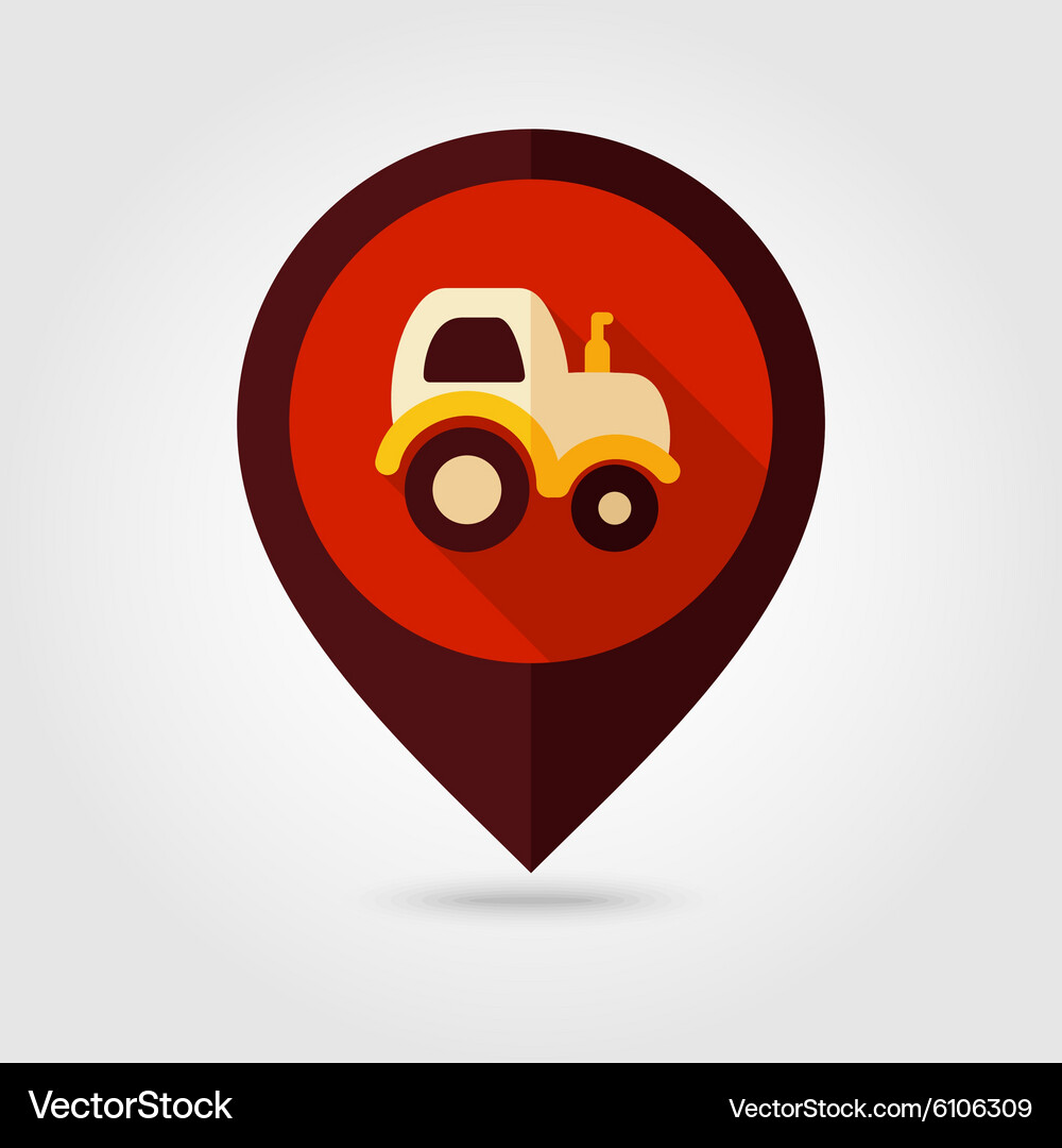 Tractor flat mapping pin icon Royalty Free Vector Image