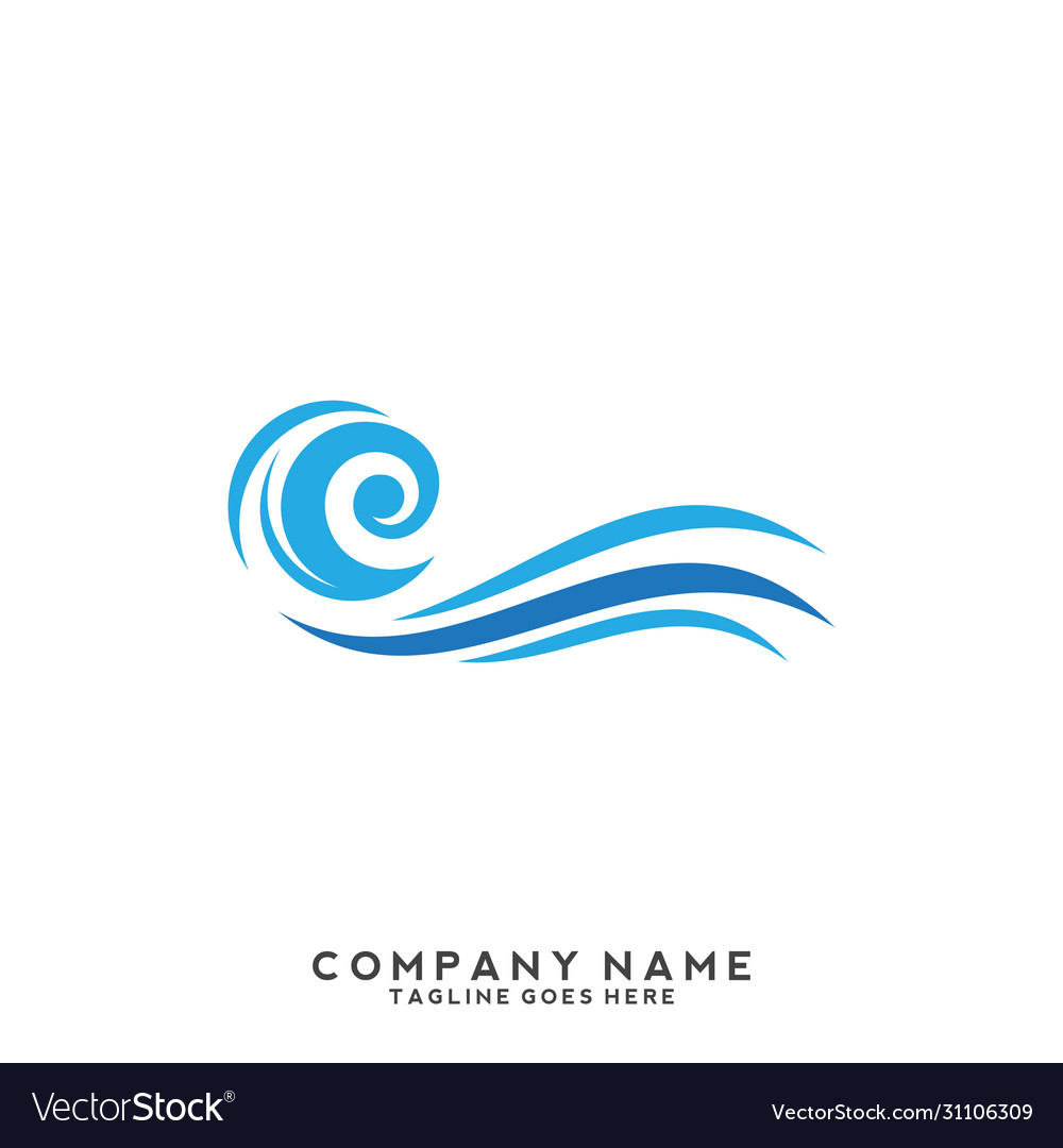 Water wave symbol and icon logo template Vector Image