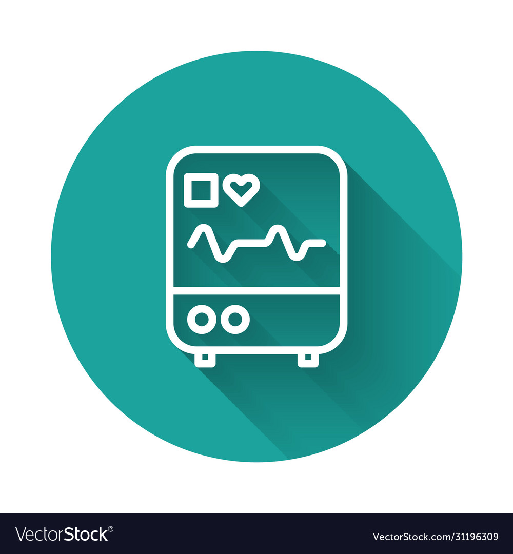 White line computer monitor with cardiogram icon