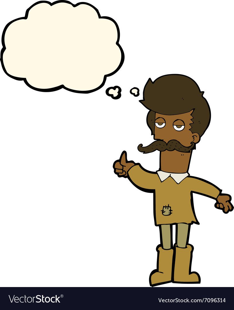 Cartoon old man in poor clothes with thought Vector Image Cartoon old man in poor clothes with thought Vector Image