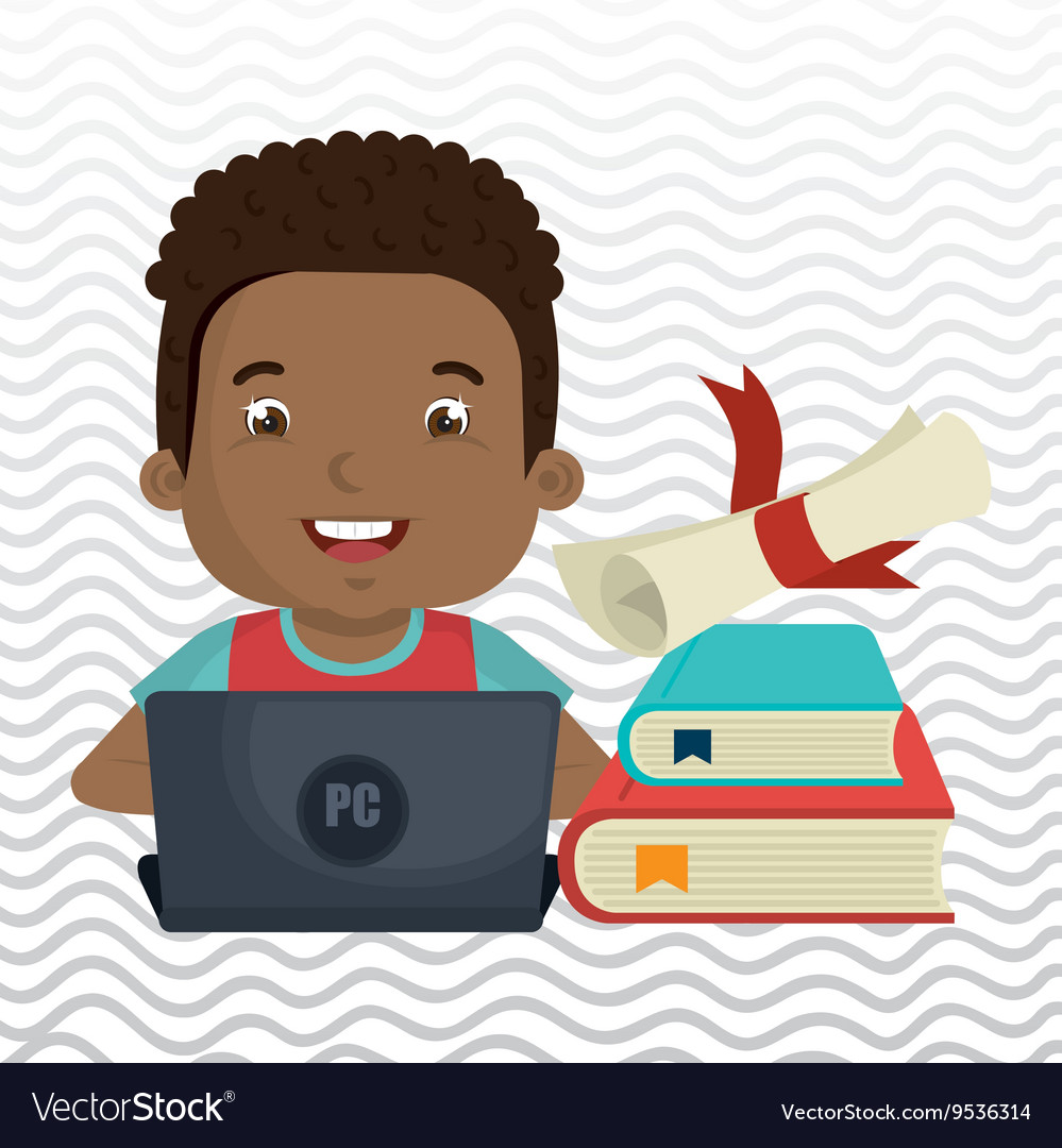 Children using laptop at school design Royalty Free Vector