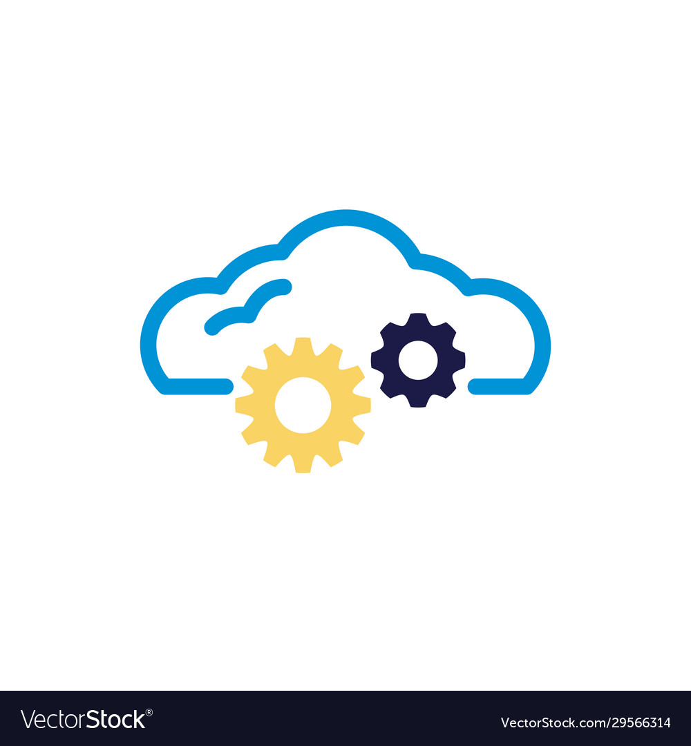 Cloud computing with gears lineal color style