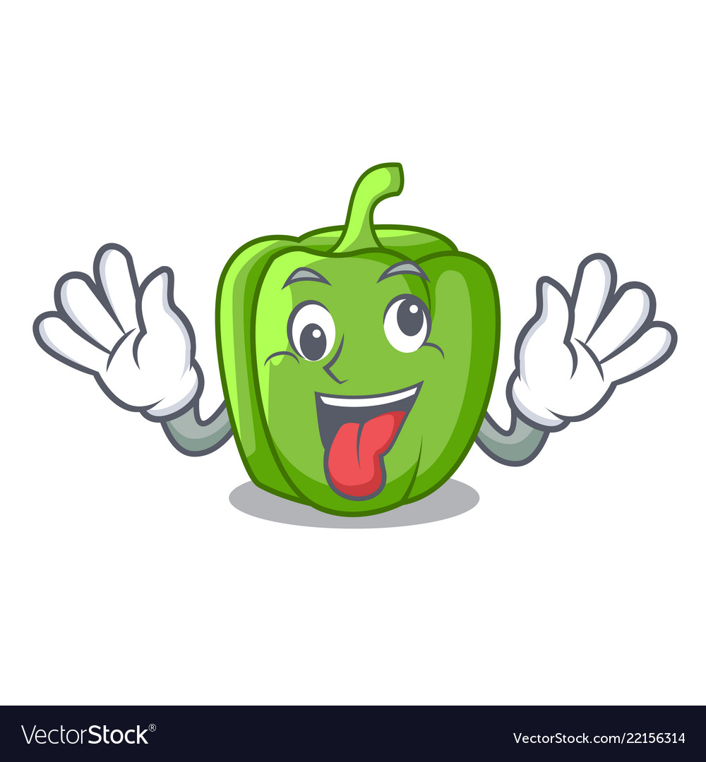 Crazy green bell peppers isolated on mascot Vector Image