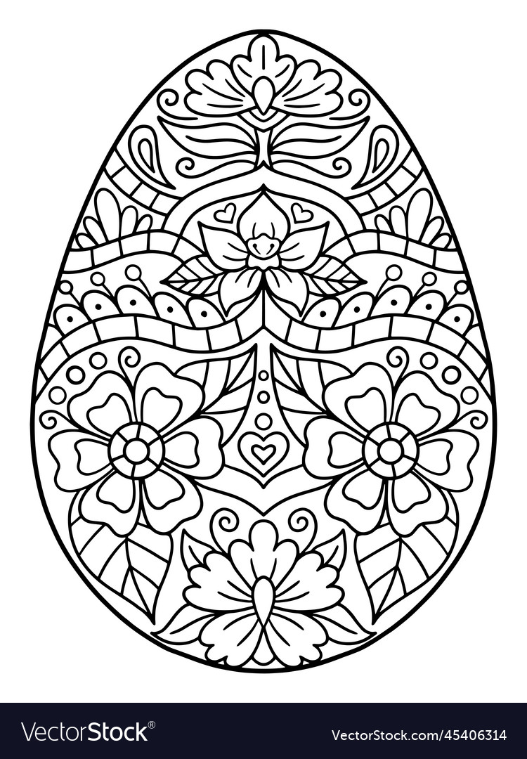 Easter Egg Coloring Royalty Free Vector Image Vectorstock