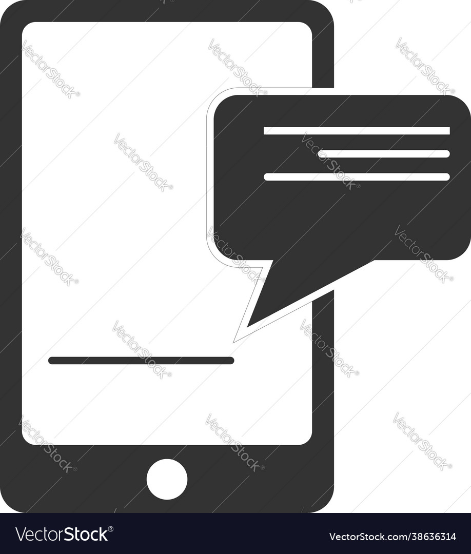 Flat black tablet icon with a message vector image Flat black tablet icon with a message