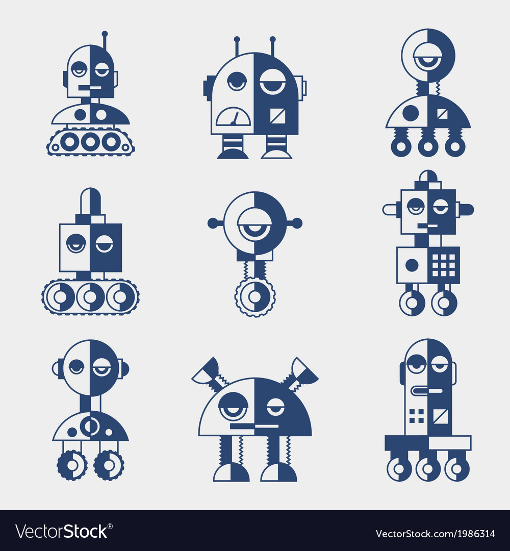 Modern Robot Set - Flat Style