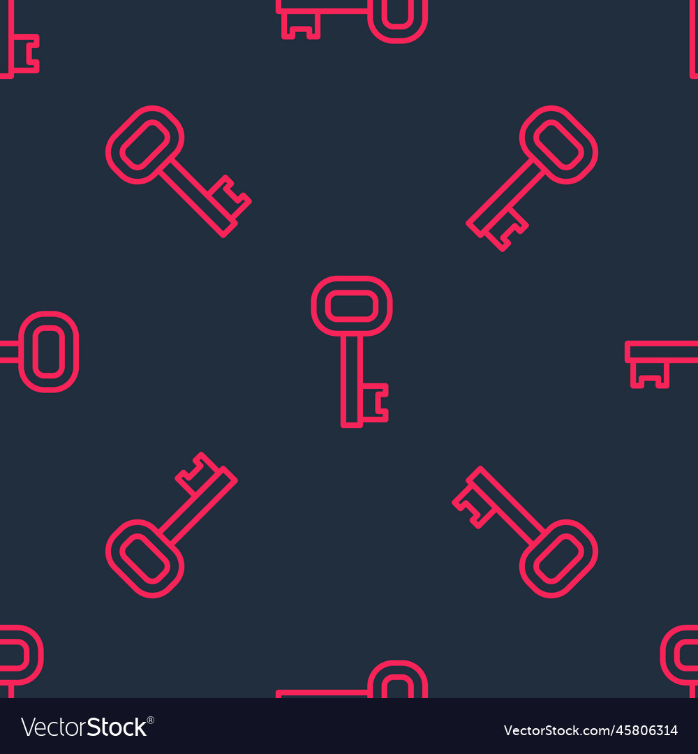 Red line old key icon isolated seamless pattern Vector Image Red line old key icon isolated seamless pattern