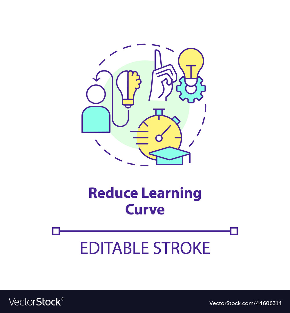 Reduce learning curve concept icon vector image Reduce learning curve concept icon
