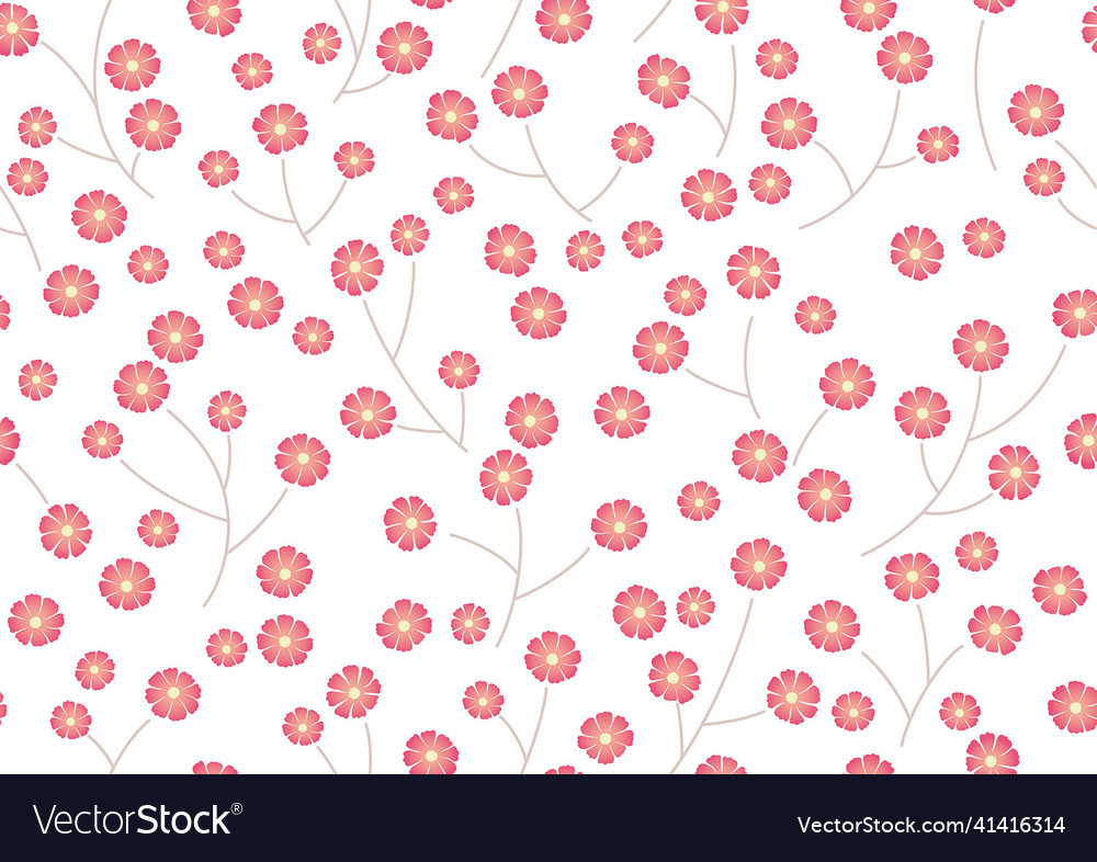 Seamless pink floral pattern on a white background Vector Image Seamless pink floral pattern on a white background