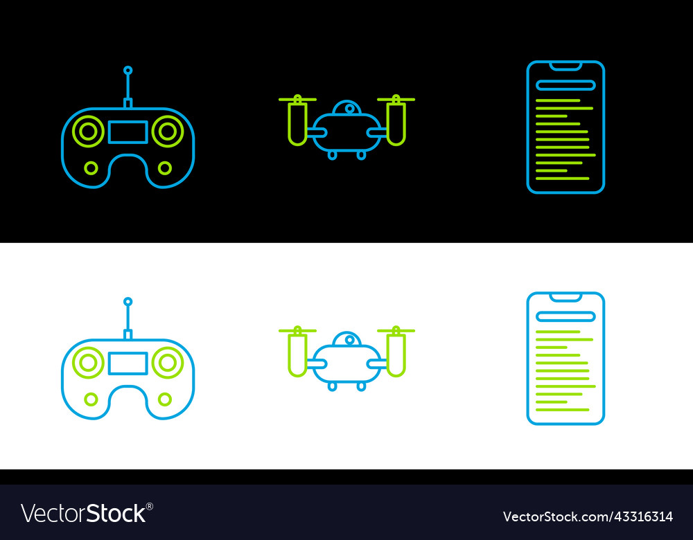 Set line computer api interface remote control Vector Image Set line computer api interface remote control