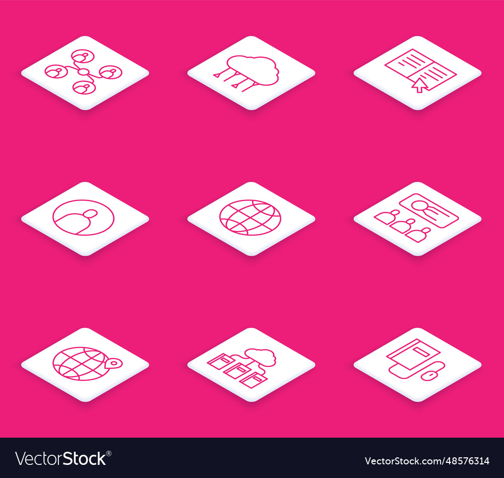 Set line online class network cloud connection Vector Image Set line online class network cloud connection