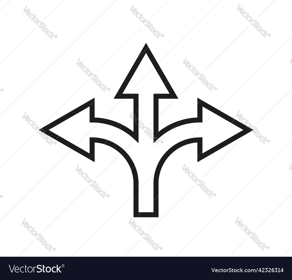 Three arrow way icon arrow way with 3 options Vector Image