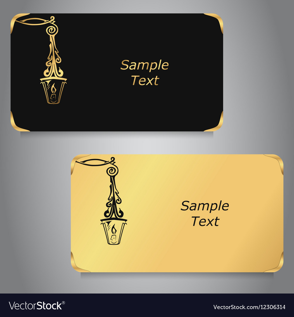 two business cards black and gold colors with vector image colors business cards