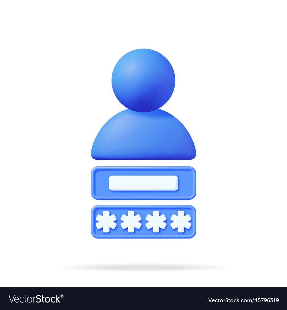 3d user login form page Vector Image 3d user login form page