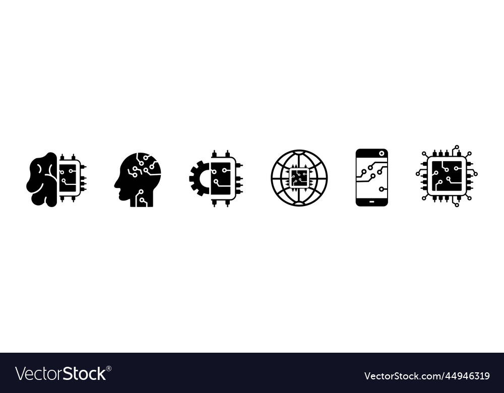 Artificial intelligence icons set Vector Image Artificial intelligence icons set