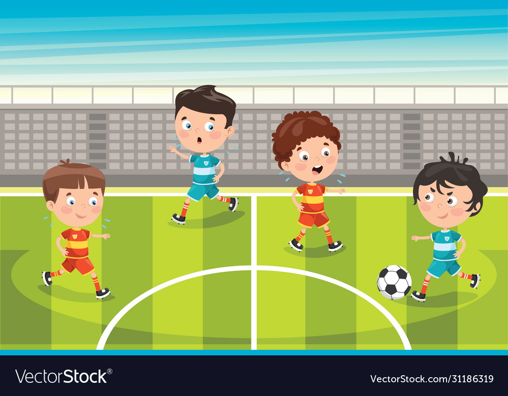 Child playing football outside Royalty Free Vector Image