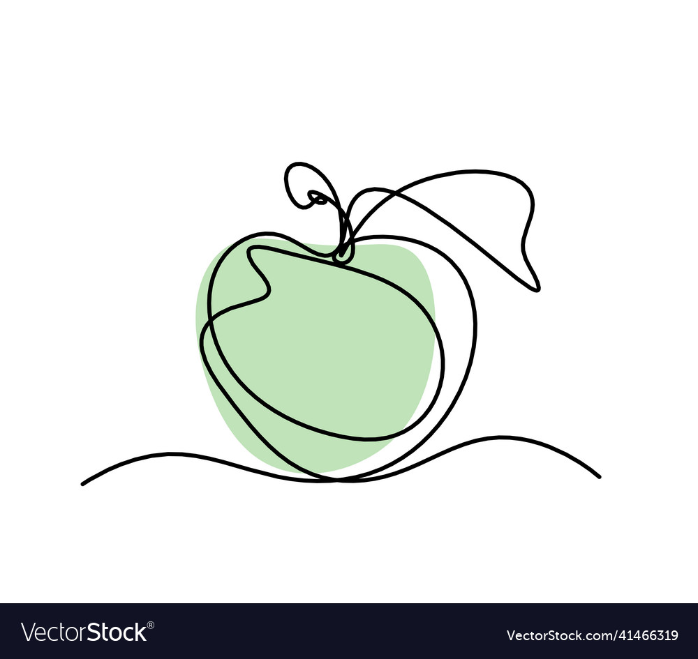 Color drawing line apple on the white background