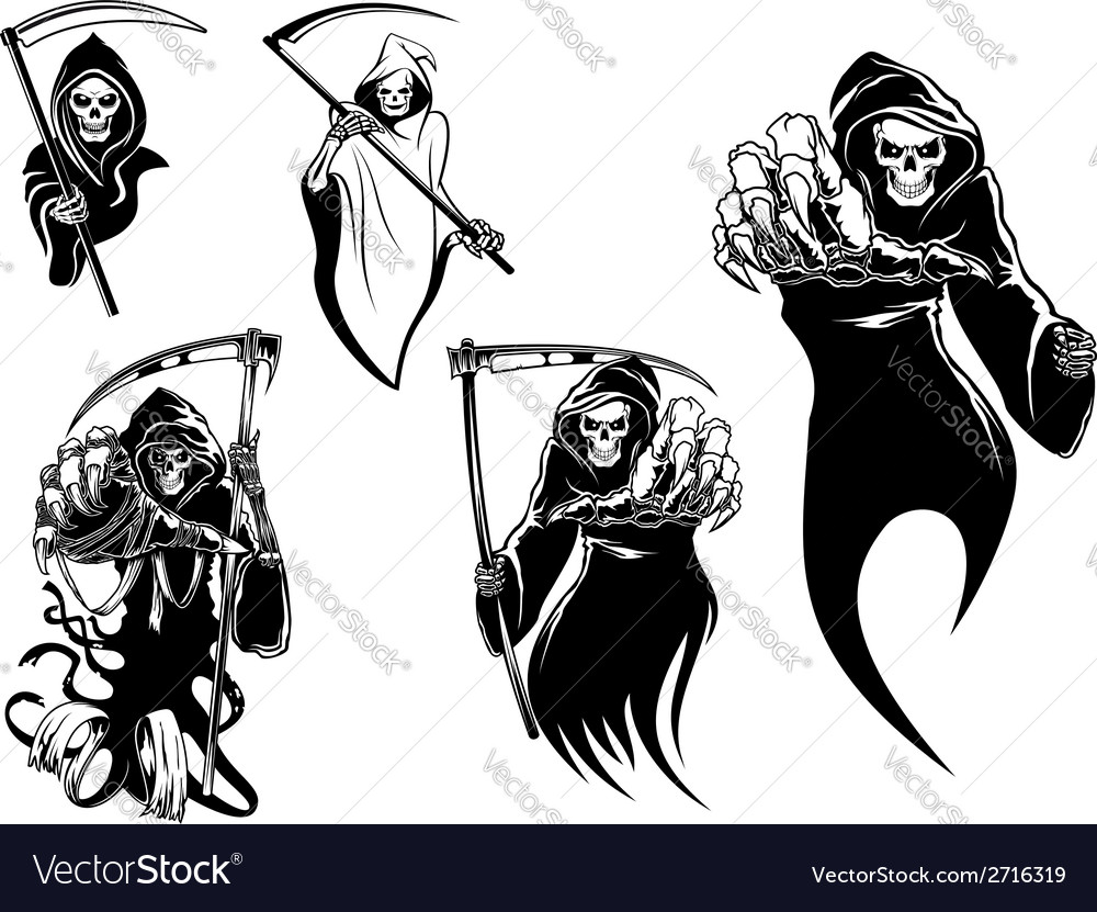 Death skeleton characters Royalty Free Vector Image