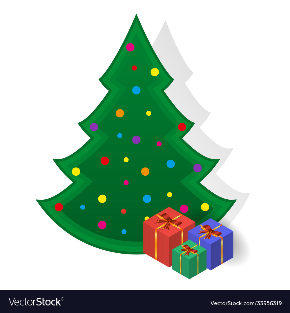 Decorated christmas tree and gift boxes