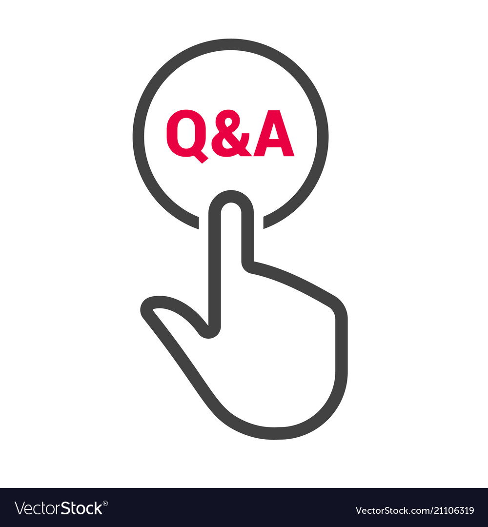 Hand presses the button with text q vector image Hand presses the button with text q