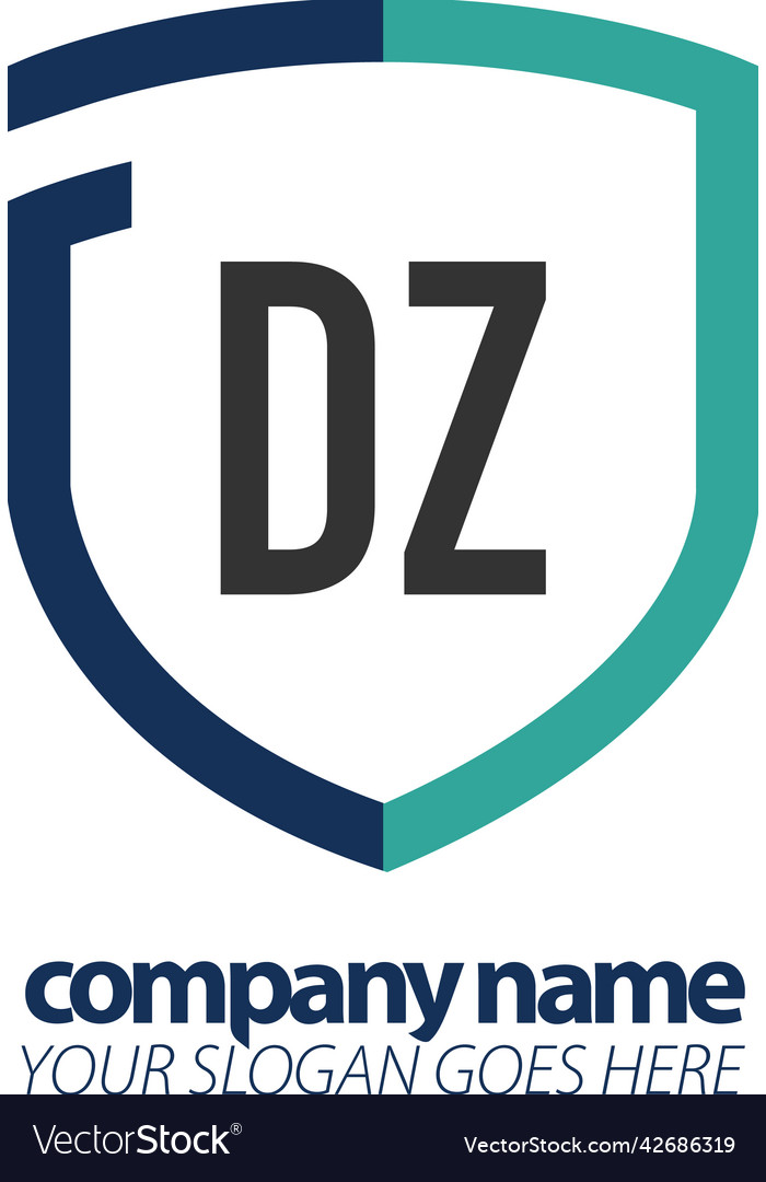 Initial letter dz shield logo line art creative