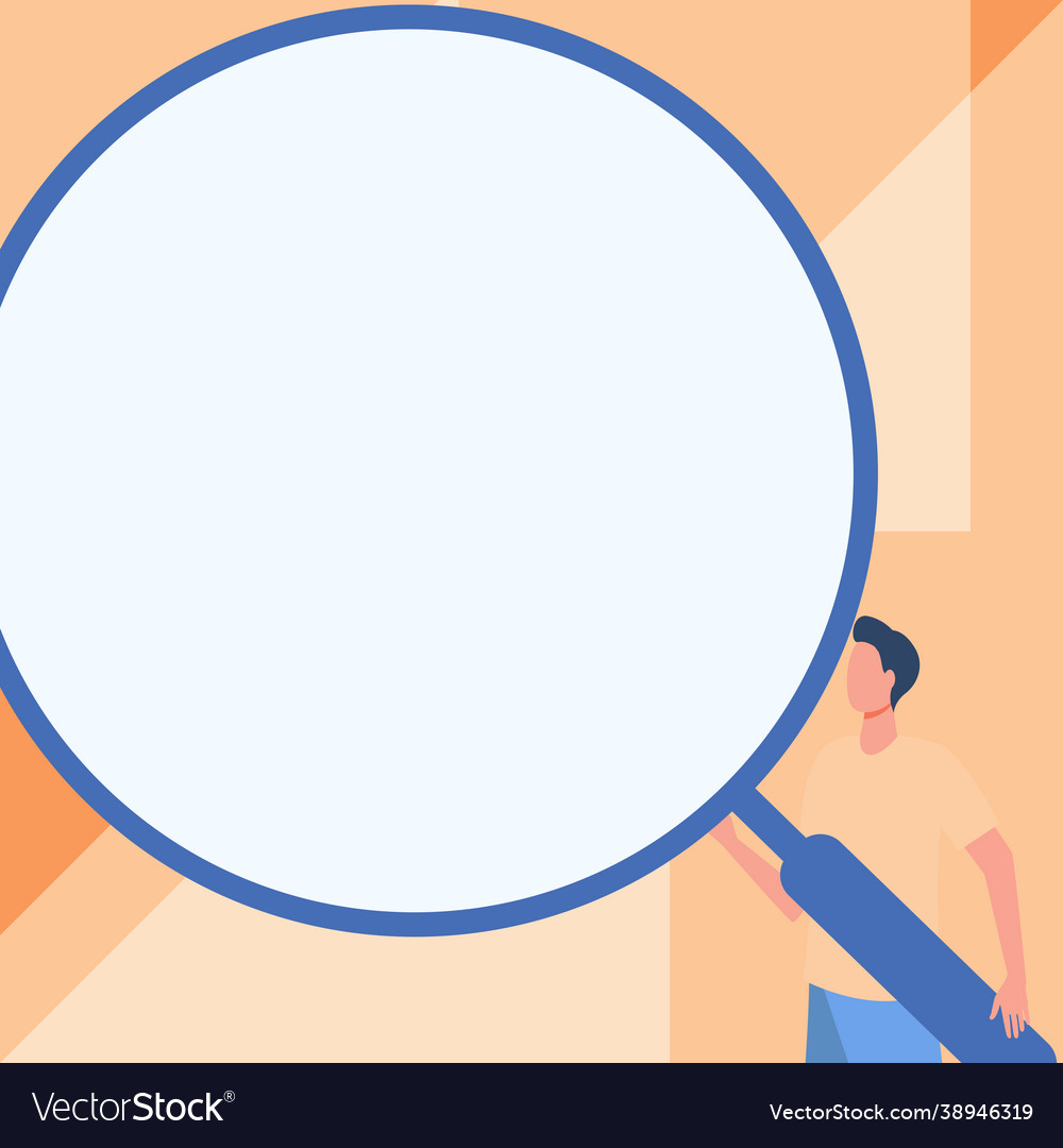 Man drawing standing holding large magnifying vector image Man drawing standing holding large magnifying