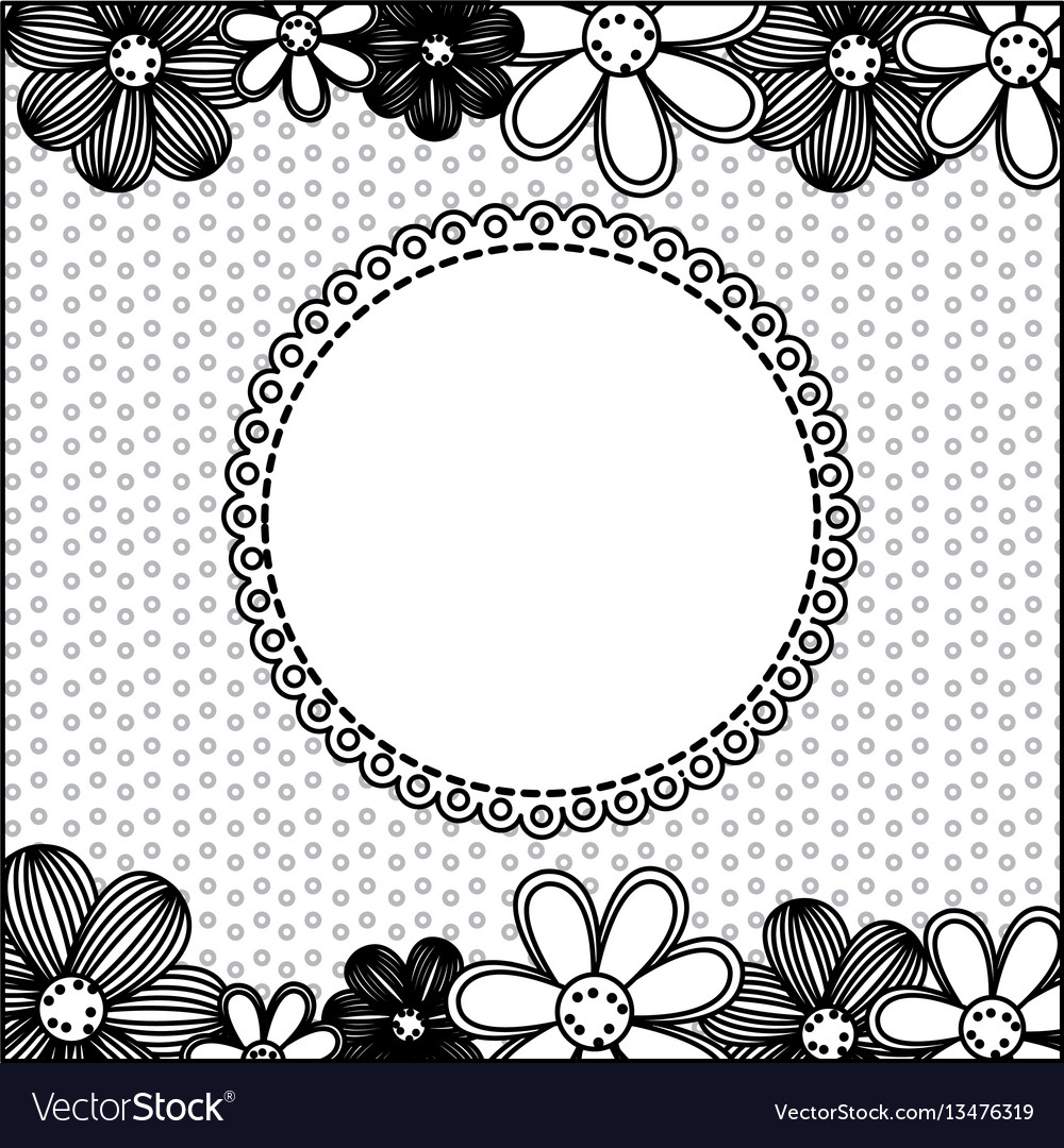 Monochrome pattern dotted with flowers background