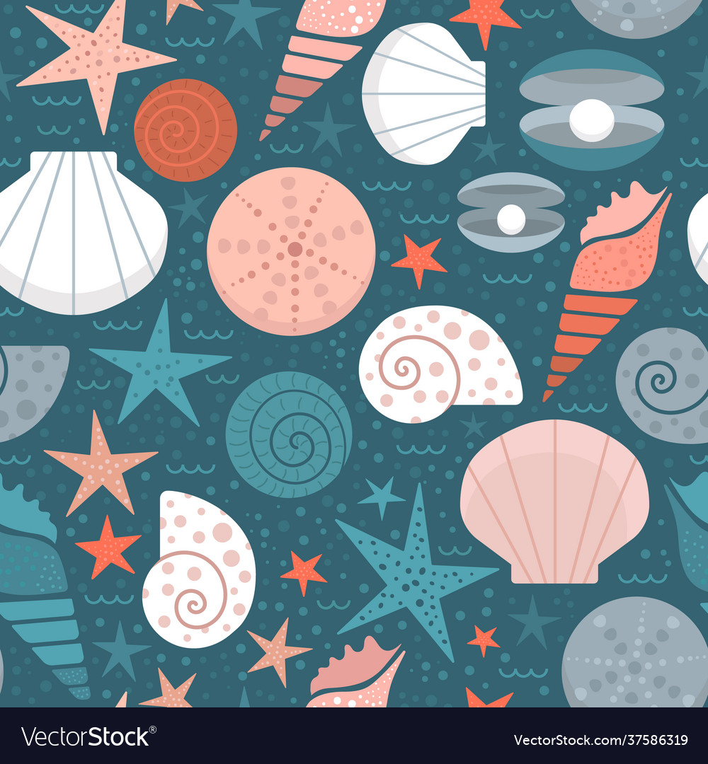 Print with seashells Vector Image Print with seashells