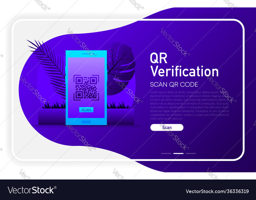 Qr verification on phone screen dark gradient vector image Qr verification on phone screen dark gradient