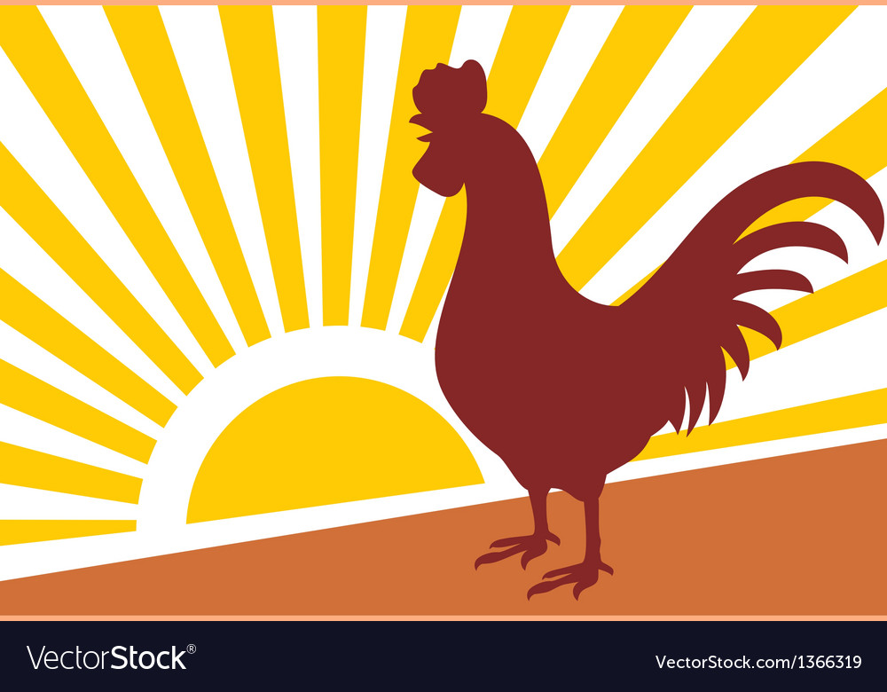 Rooster and morning sun Royalty Free Vector Image