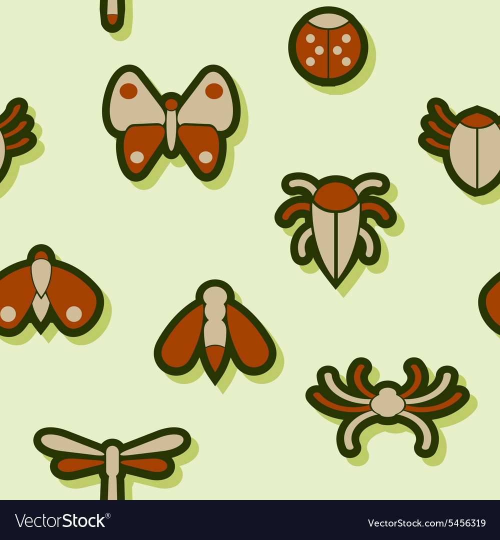 Seamless background with bugs and insects