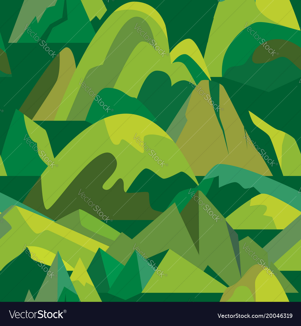 Seamless pattern with mountain icons in flat style