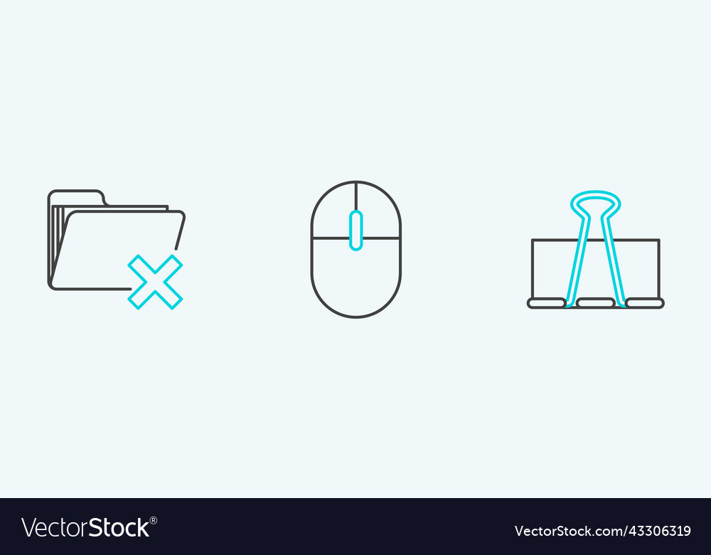 Set line binder clip delete folder and computer vector image Set line binder clip delete folder and computer