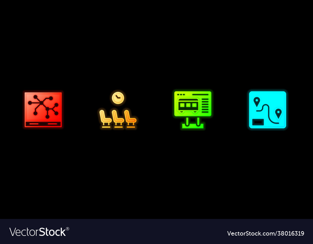 Set railway map waiting room ticket office Vector Image