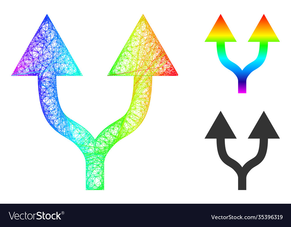 Spectral net mesh gradient split arrows up icon vector image Spectral net mesh gradient split arrows up icon