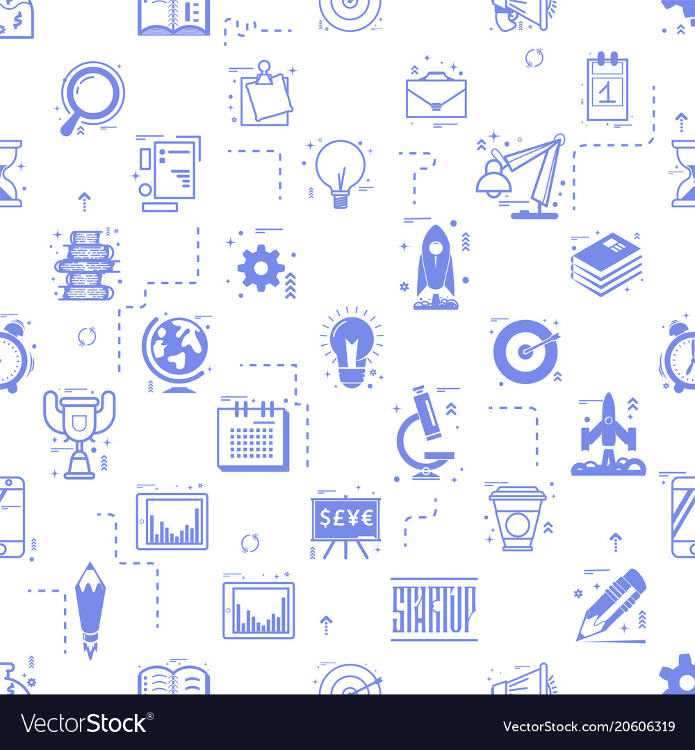 Start up seamless pattern business icons linear vector image Start up seamless pattern business icons linear