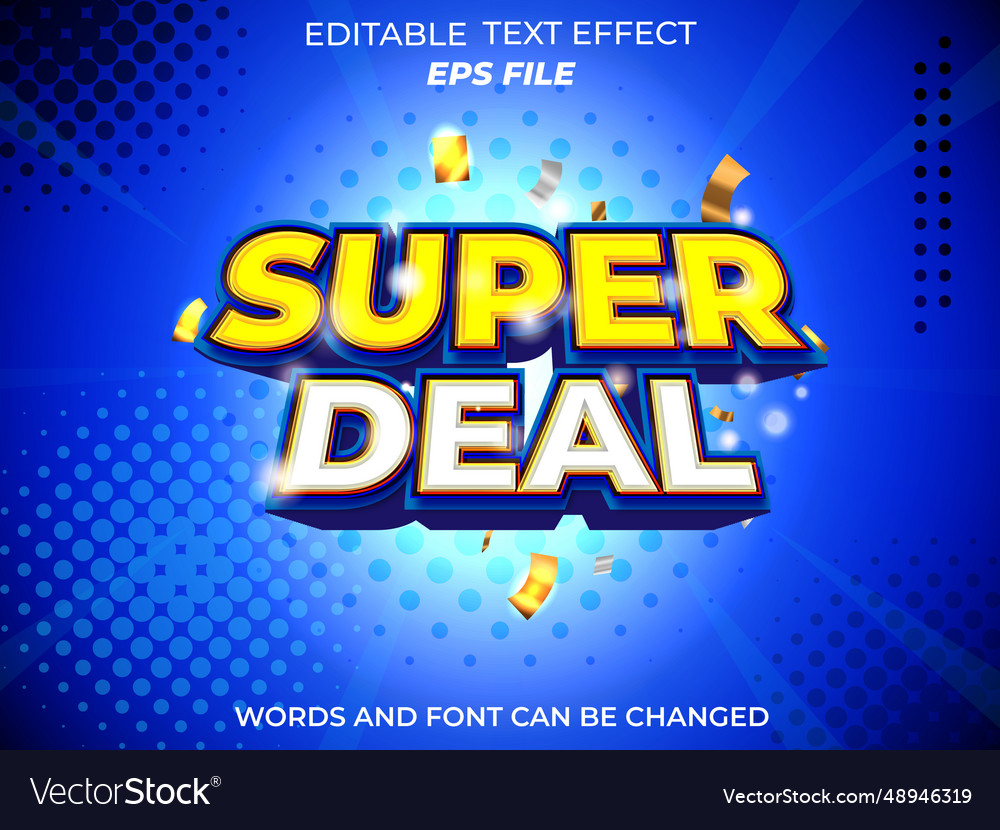 Super deal text effect font editable typography vector image Super deal text effect font editable typography