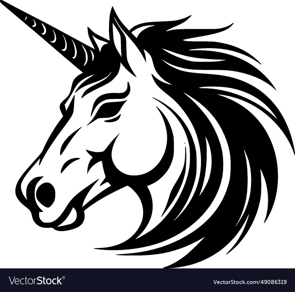 Unicorn - black and white isolated icon