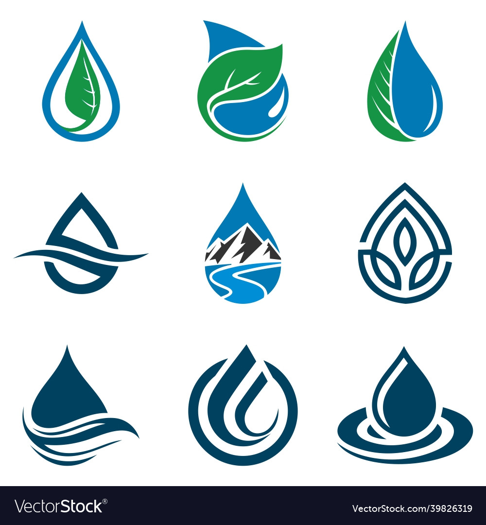 Water drop leaf logo sets