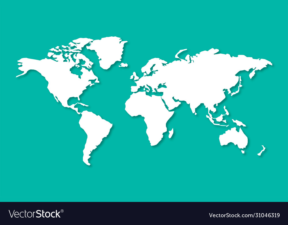 World map with shadow in flat style