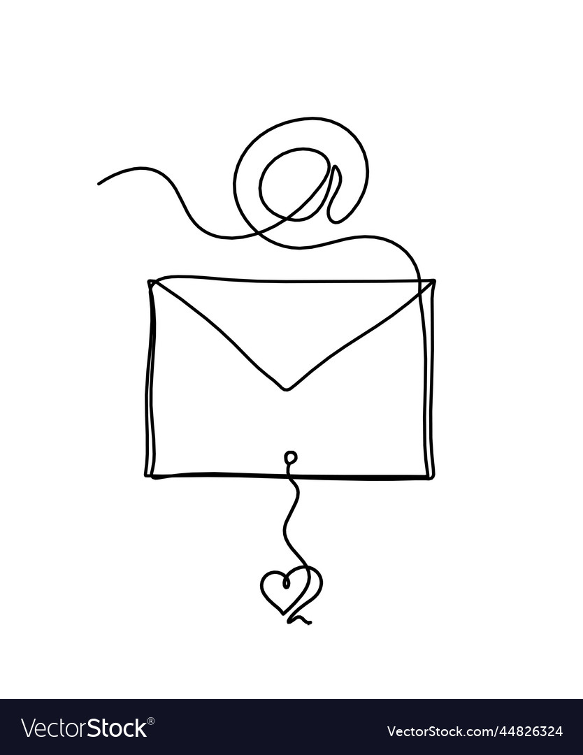 Abstract paper envelope with heart as line