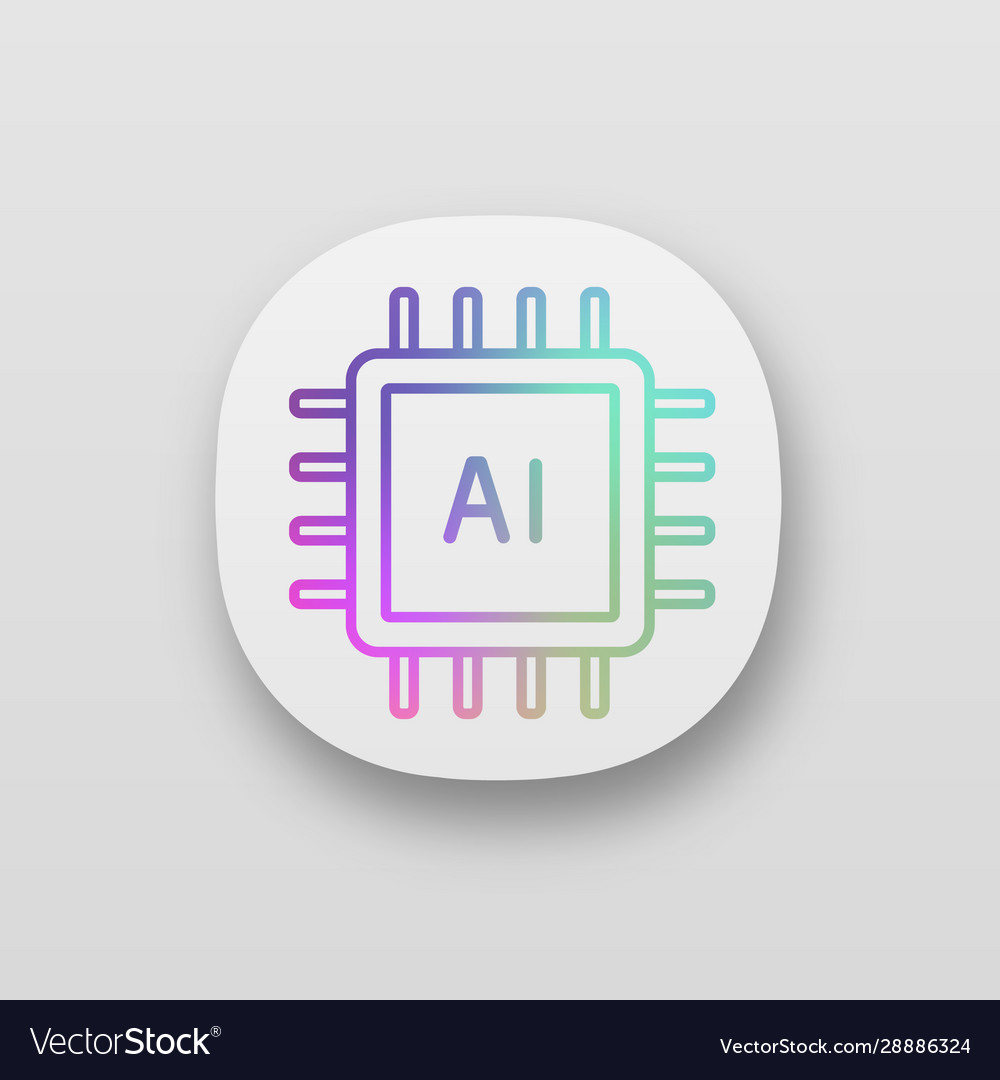 Ai processor app icon Royalty Free Vector Image