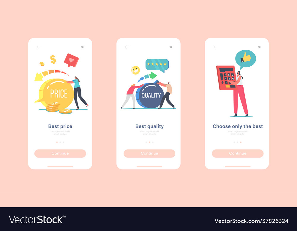 Best price mobile app page onboard screen template Vector Image Best price mobile app page onboard screen template