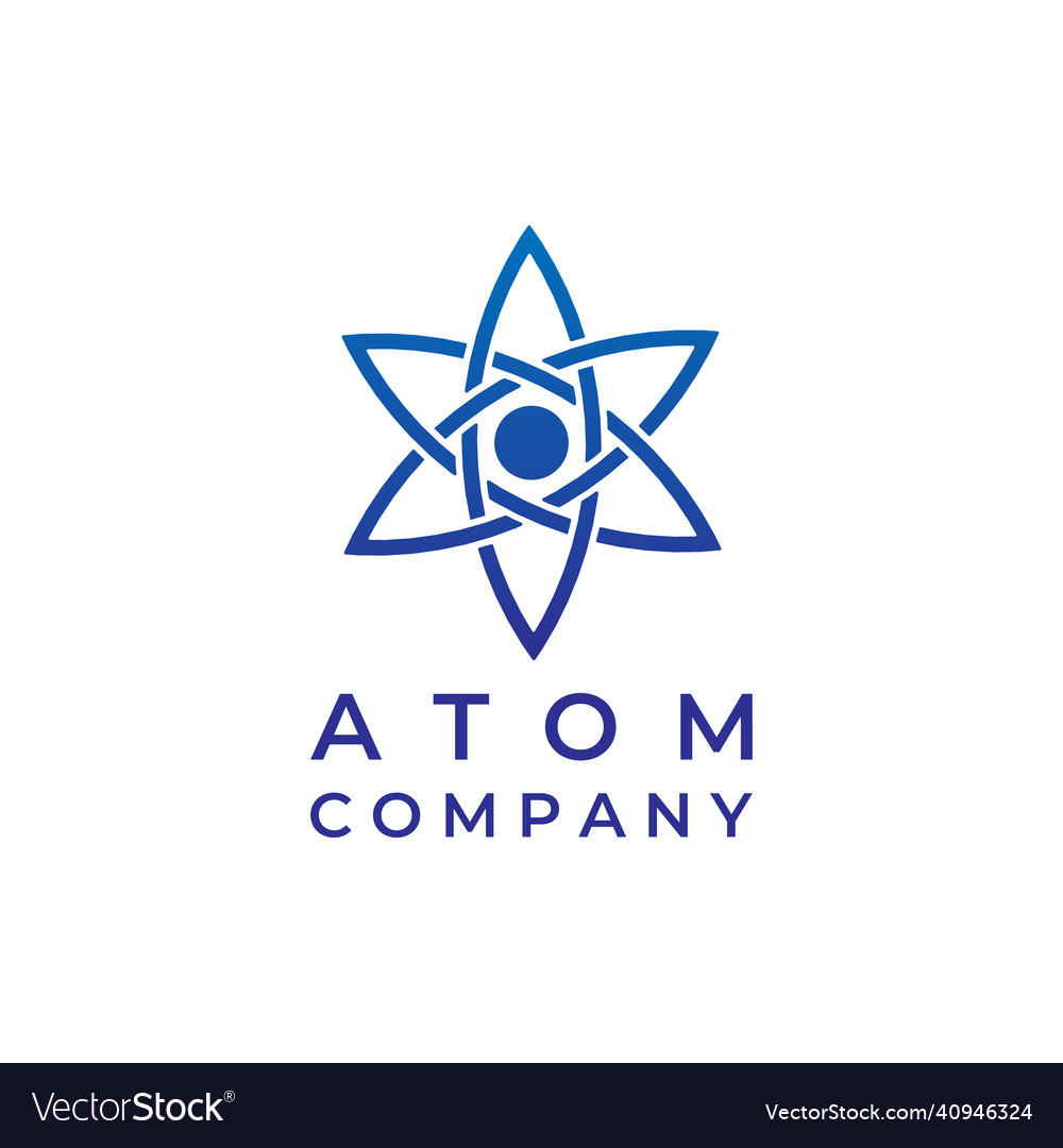 Blue atom line logo design Royalty Free Vector Image