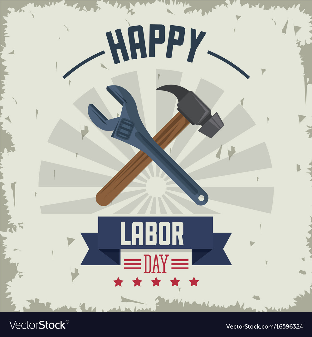 Colorful poster happy labor day with tools Vector Image