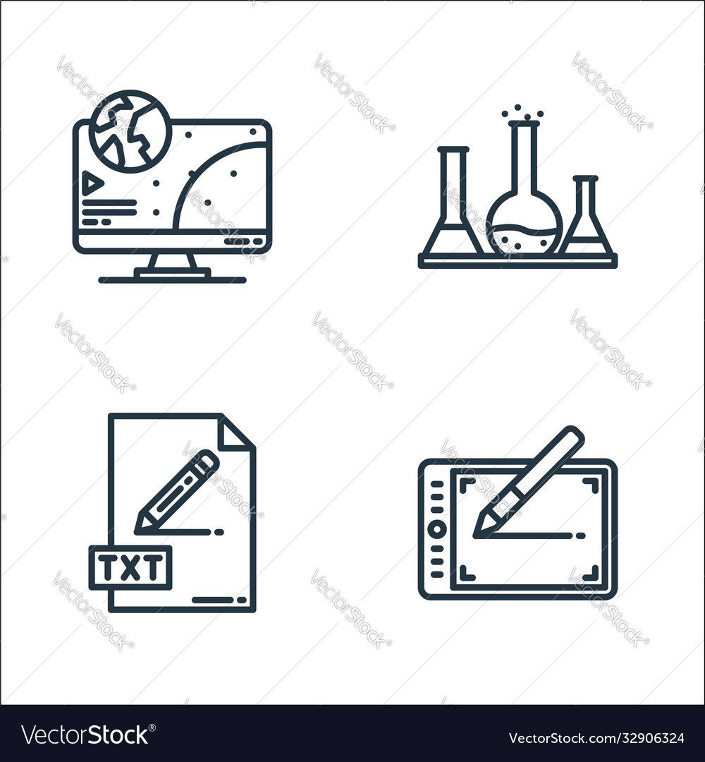 Elearning line icons linear set quality