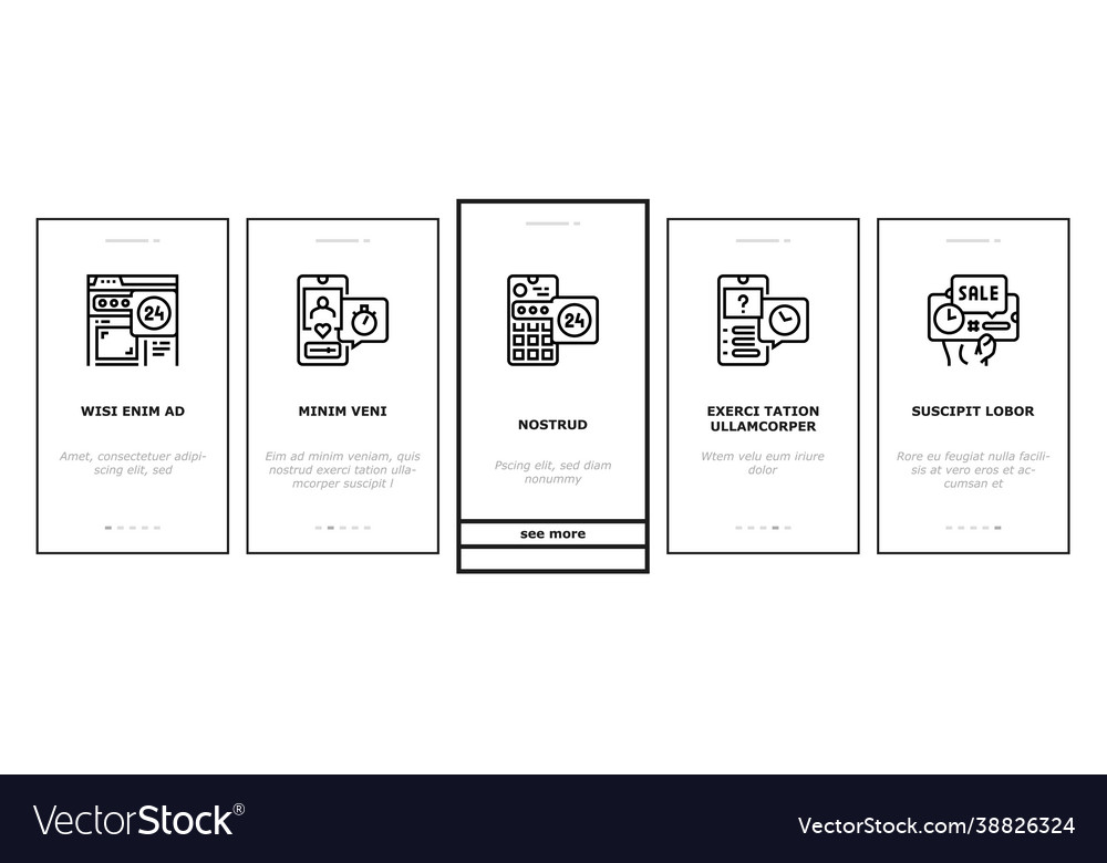 Ephemeral content onboarding icons set vector image Ephemeral content onboarding icons set