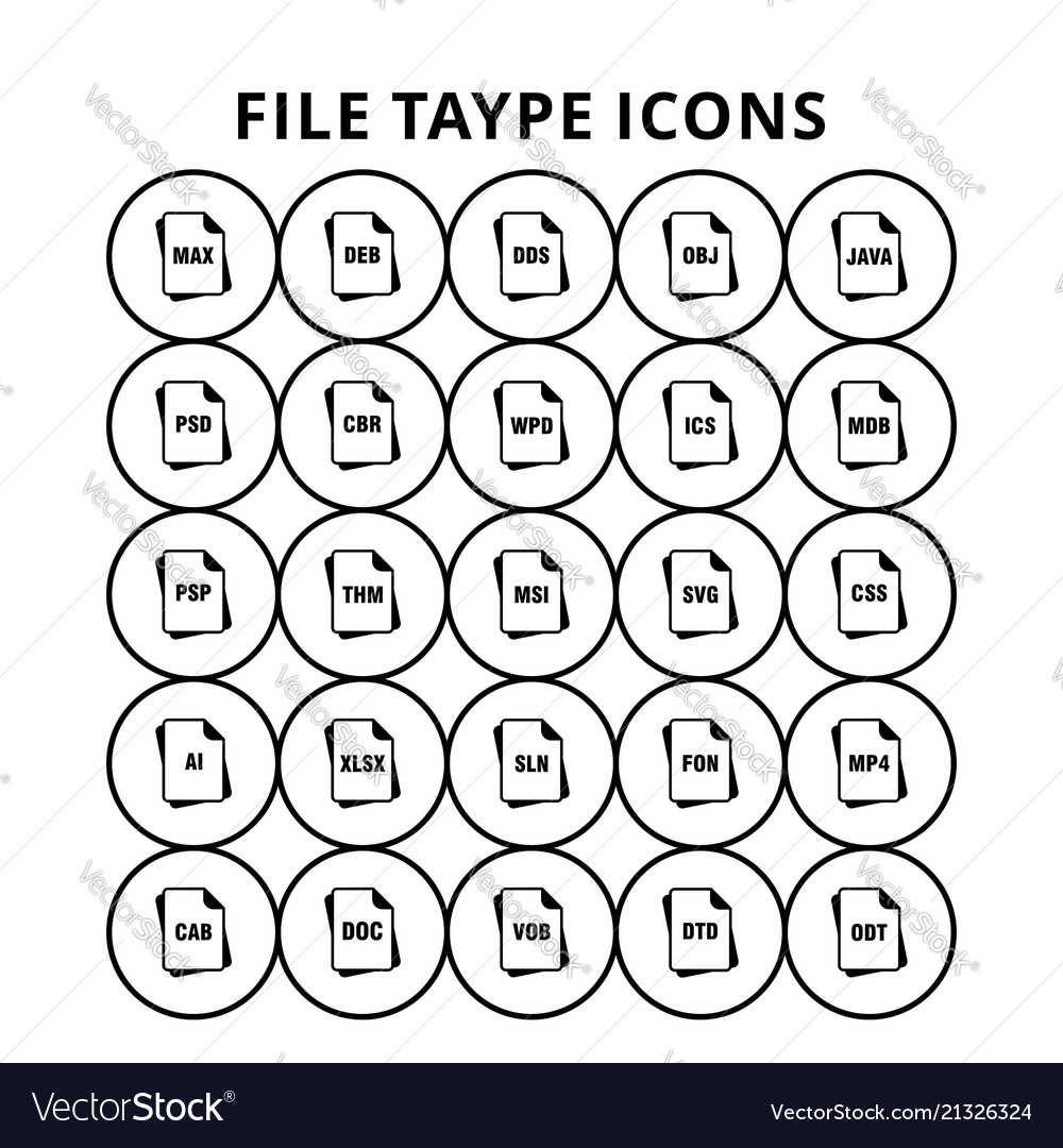 File type icons vector image File type icons